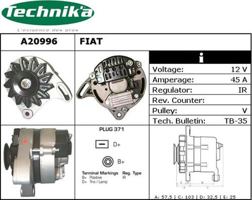 Technika A20996 - Генератор www.autospares.lv