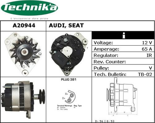 Technika A20944 - Генератор www.autospares.lv