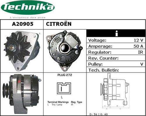 Technika A20905 - Генератор www.autospares.lv