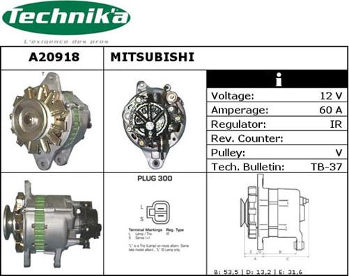 Technika A20918 - Генератор www.autospares.lv