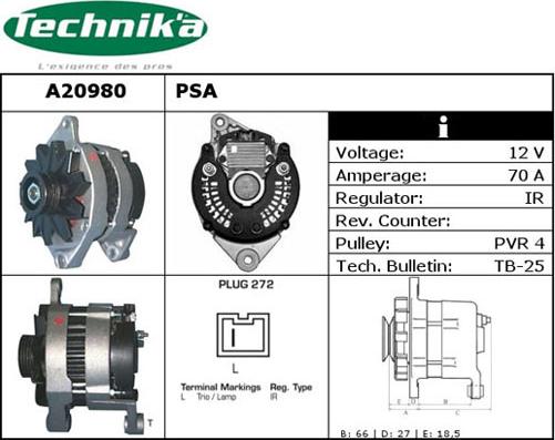 Technika A20980 - Генератор www.autospares.lv