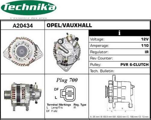 Technika A20434 - Alternator www.autospares.lv