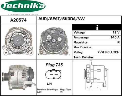 Technika A20574 - Ģenerators www.autospares.lv