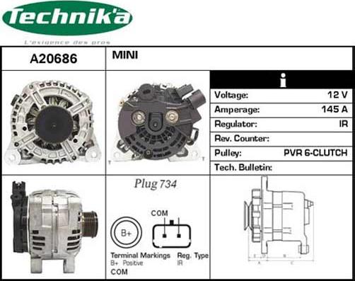 Technika A20686 - Alternator www.autospares.lv