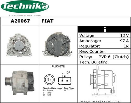 Technika A20067 - Генератор www.autospares.lv