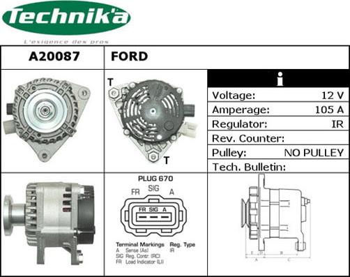 Technika A20087 - Ģenerators www.autospares.lv