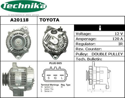 Technika A20118 - Генератор www.autospares.lv