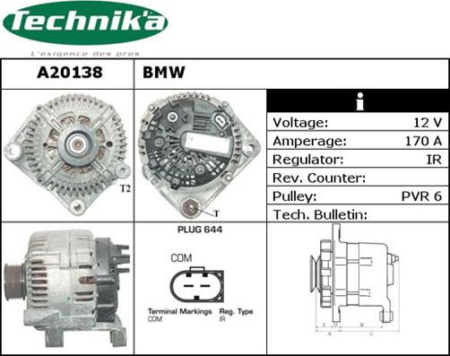 Technika A20138 - Генератор www.autospares.lv