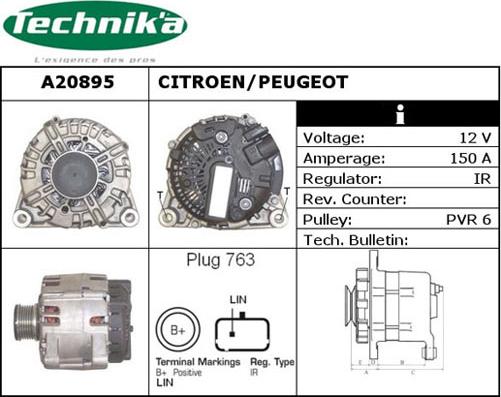 Technika A20895 - Генератор www.autospares.lv