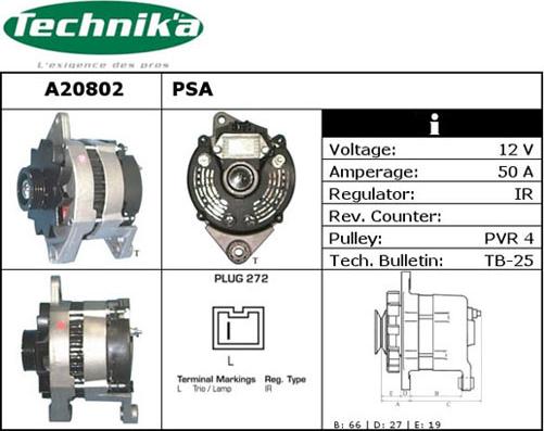 Technika A20802 - Генератор www.autospares.lv