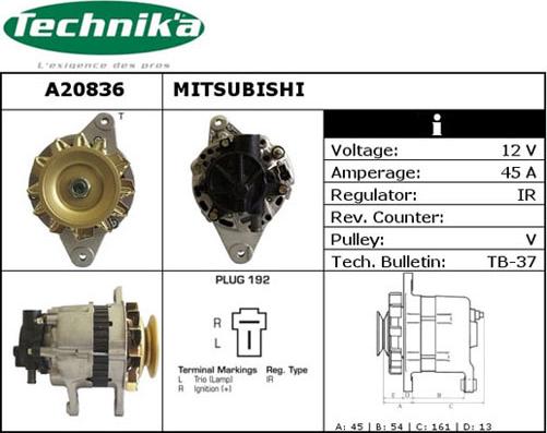 Technika A20836 - Ģenerators www.autospares.lv