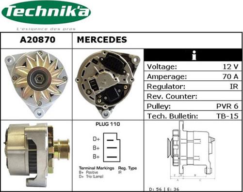 Technika A20870 - Генератор www.autospares.lv