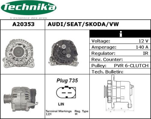 Technika A20353 - Ģenerators www.autospares.lv