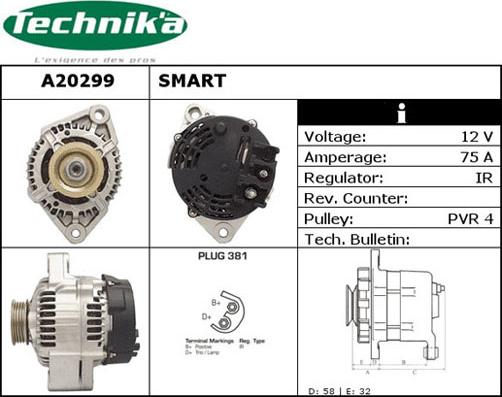 Technika A20299 - Генератор www.autospares.lv