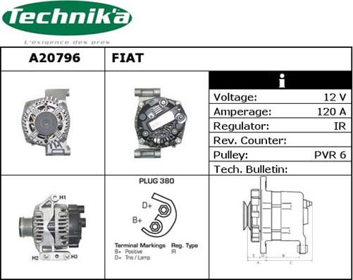 Technika A20796 - Alternator www.autospares.lv