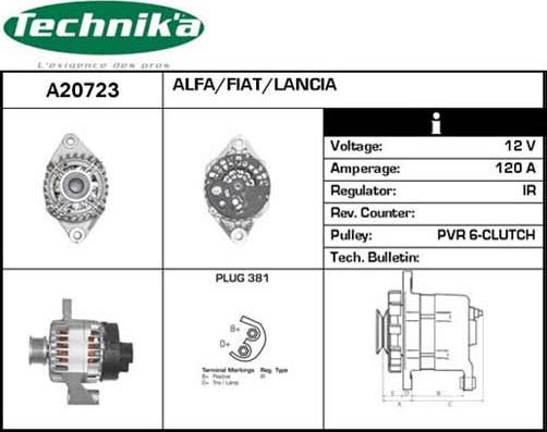 Technika A20723 - Генератор www.autospares.lv