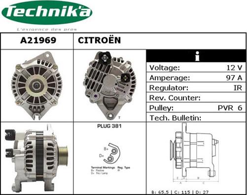 Technika A21969 - Alternator www.autospares.lv