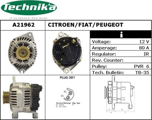 Technika A21962 - Ģenerators autospares.lv