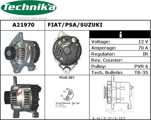 Technika A21970 - Ģenerators www.autospares.lv