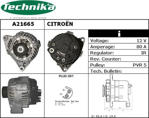 Technika A21665 - Ģenerators autospares.lv