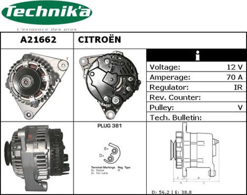 Technika A21662 - Ģenerators autospares.lv