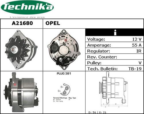 Technika A21680 - Ģenerators autospares.lv