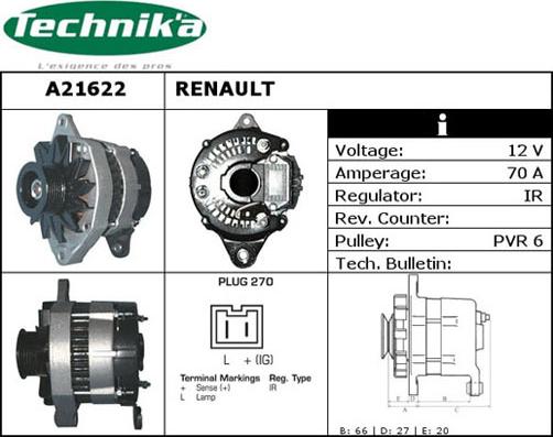 Technika A21622 - Ģenerators www.autospares.lv