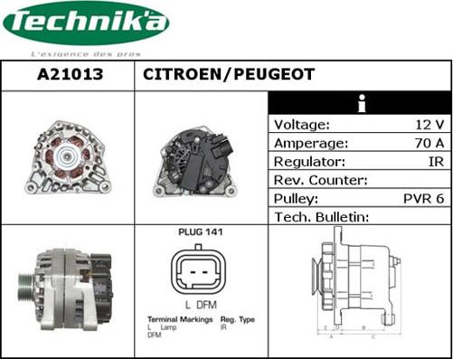 Technika A21013 - Ģenerators www.autospares.lv