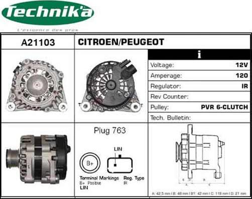 Technika A21103 - Генератор www.autospares.lv