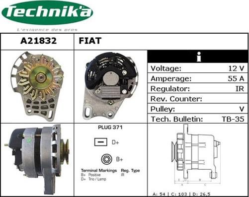 Technika A21832 - Ģenerators www.autospares.lv