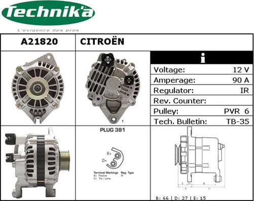 Technika A21820 - Ģenerators www.autospares.lv