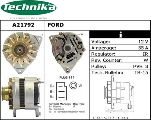 Technika A21792 - Генератор www.autospares.lv