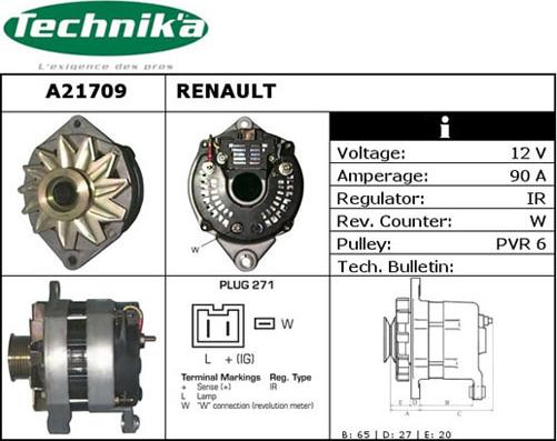 Technika A21709 - Ģenerators www.autospares.lv