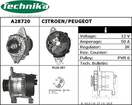 Technika A28720 - Ģenerators www.autospares.lv