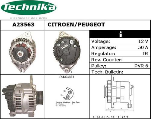 Technika A23563 - Ģenerators www.autospares.lv