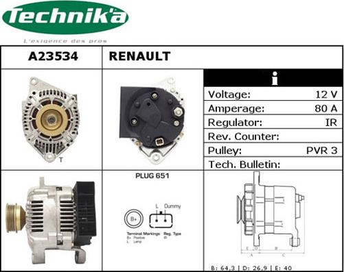 Technika A23534 - Генератор www.autospares.lv