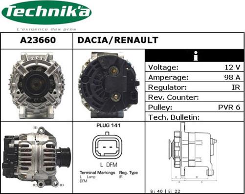 Technika A23660 - Ģenerators autospares.lv