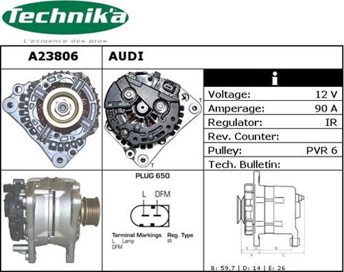 Technika A23806 - Alternator www.autospares.lv