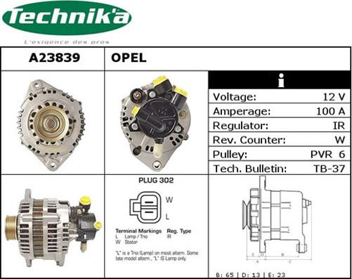 Technika A23839 - Ģenerators www.autospares.lv