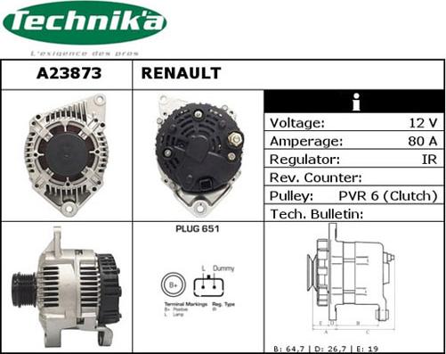 Technika A23873 - Ģenerators www.autospares.lv