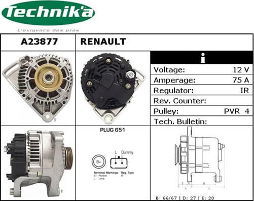 Technika A23877 - Генератор www.autospares.lv