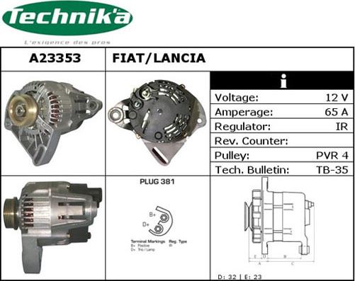 Technika A23353 - Генератор www.autospares.lv