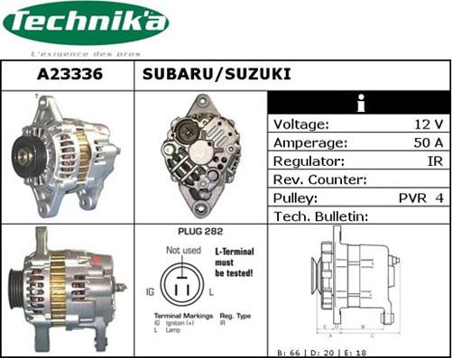 Technika A23336 - Alternator www.autospares.lv