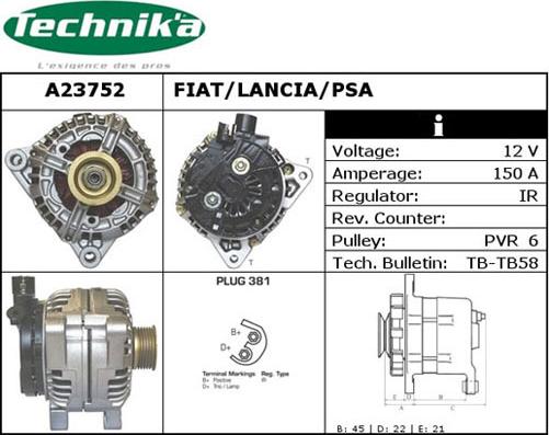 Technika A23752 - Ģenerators www.autospares.lv