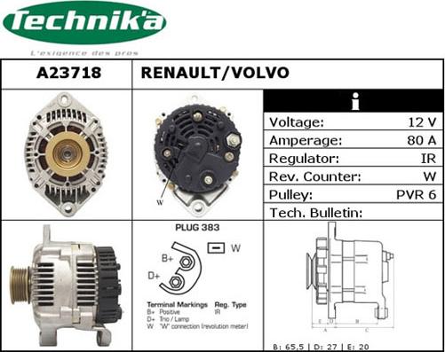 Technika A23718 - Ģenerators www.autospares.lv