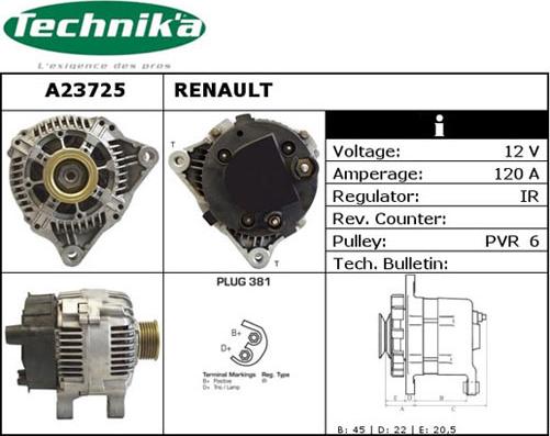 Technika A23725 - Ģenerators www.autospares.lv