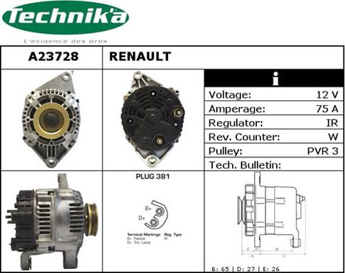 Technika A23728 - Ģenerators www.autospares.lv