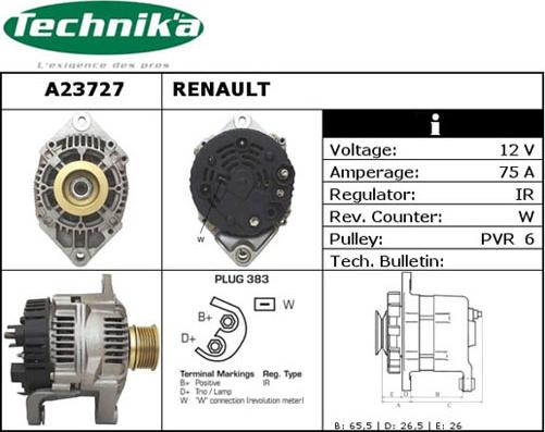 Technika A23727 - Генератор www.autospares.lv