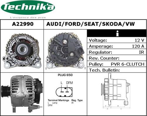 Technika A22990 - Генератор www.autospares.lv