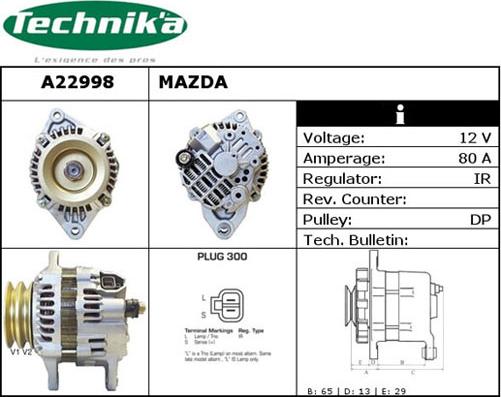 Technika A22998 - Ģenerators www.autospares.lv